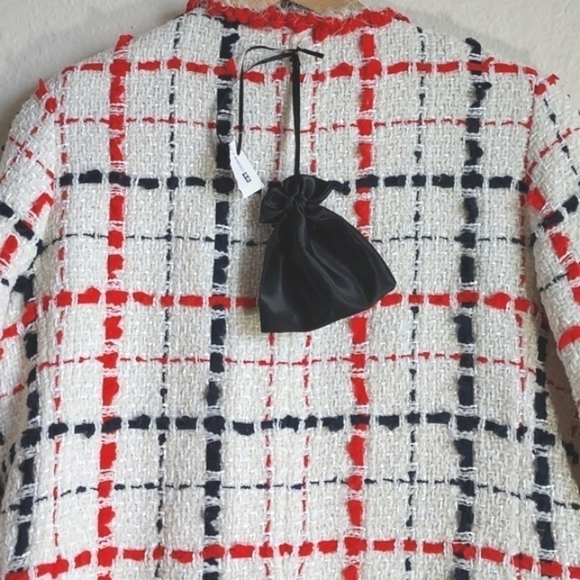 NWOT Amen Wardy Check Pattern Tweed Long Coat Size FR46 - Picture 7 of 16